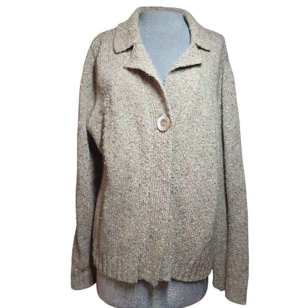Cream Wool Blend Cardigan Sweater Size XL